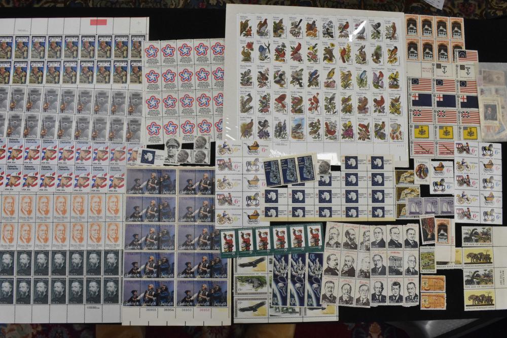 Grouping of Full and Part Sheet Stamps