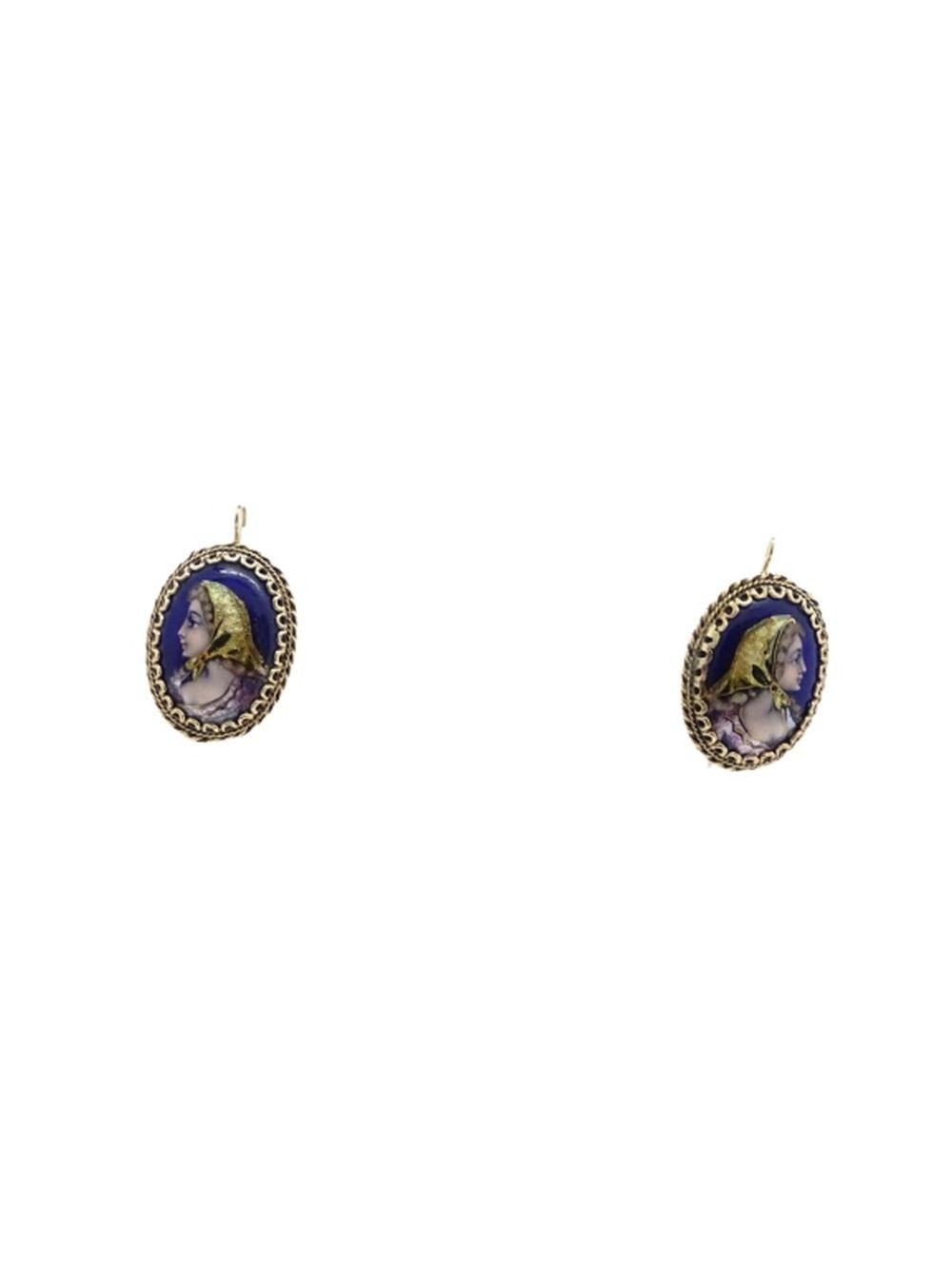 14K French Enameled Earrings image