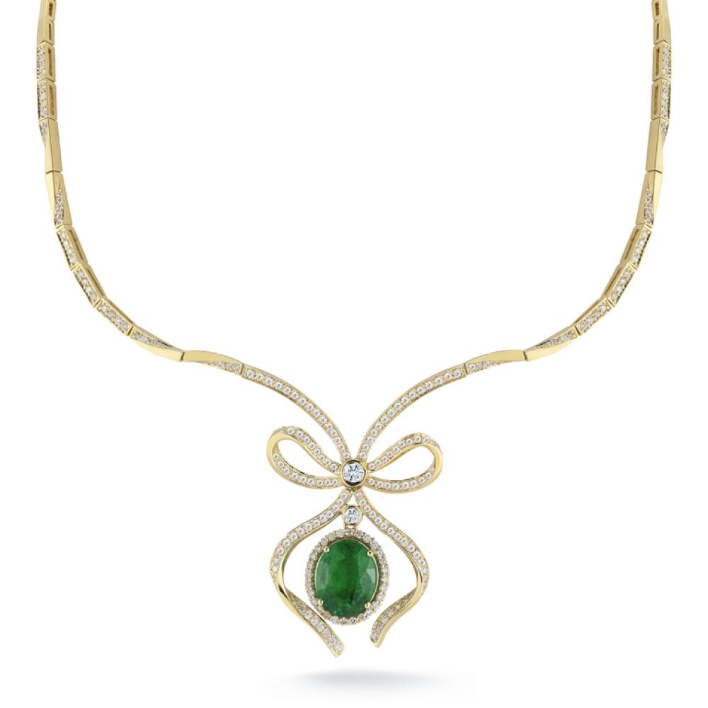 EMERALD OVAL AND DIAMOND NE... image