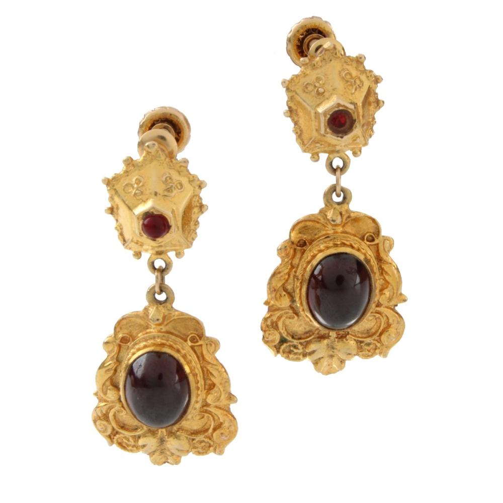 19th Cent. Garnet and Gold Earrings