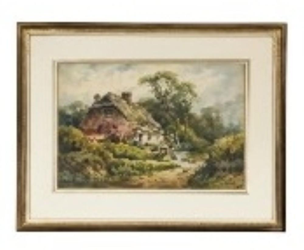 Henry Stannard Watercolor Cottage Scene