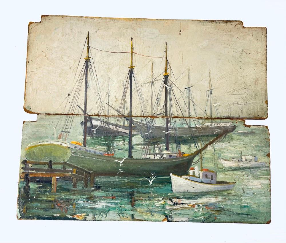George Hartley/Otis Sailboat 2 Piece Oil Painting