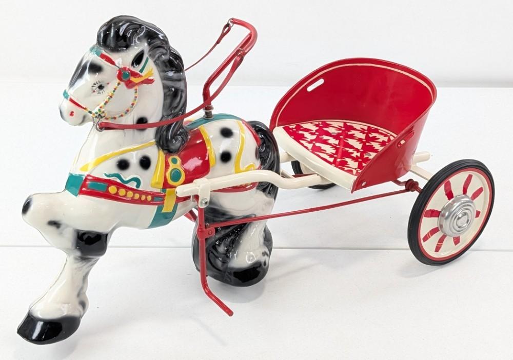 Restored MOBO Pony Express Horse and Cart Ride On Pedal Toy