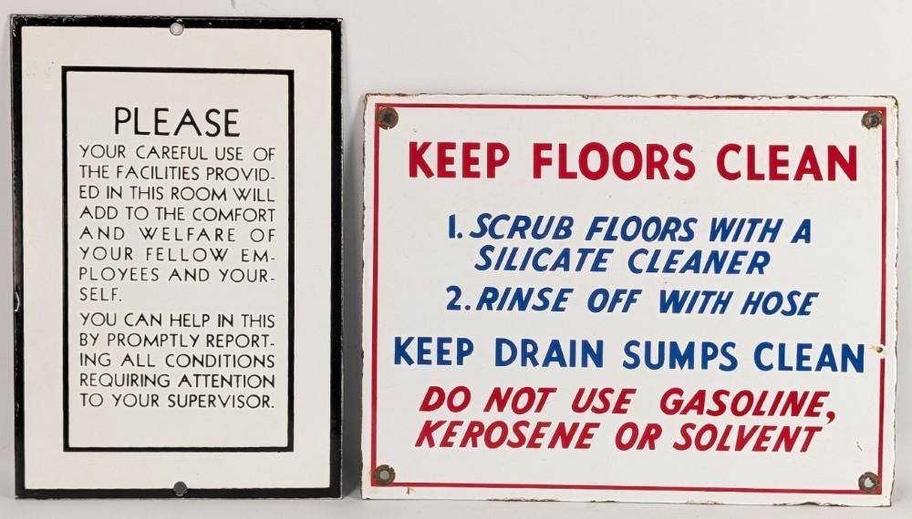 2) Vintage SSP Service Station / Garage Cleanliness Signs