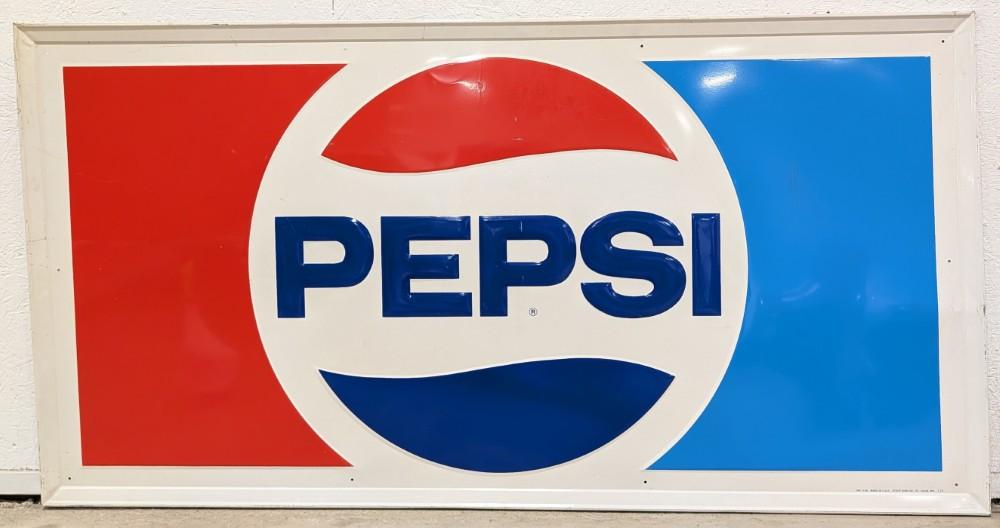 NOS 5-1/2FT SST Pepsi-Cola Embossed Advertising Signs