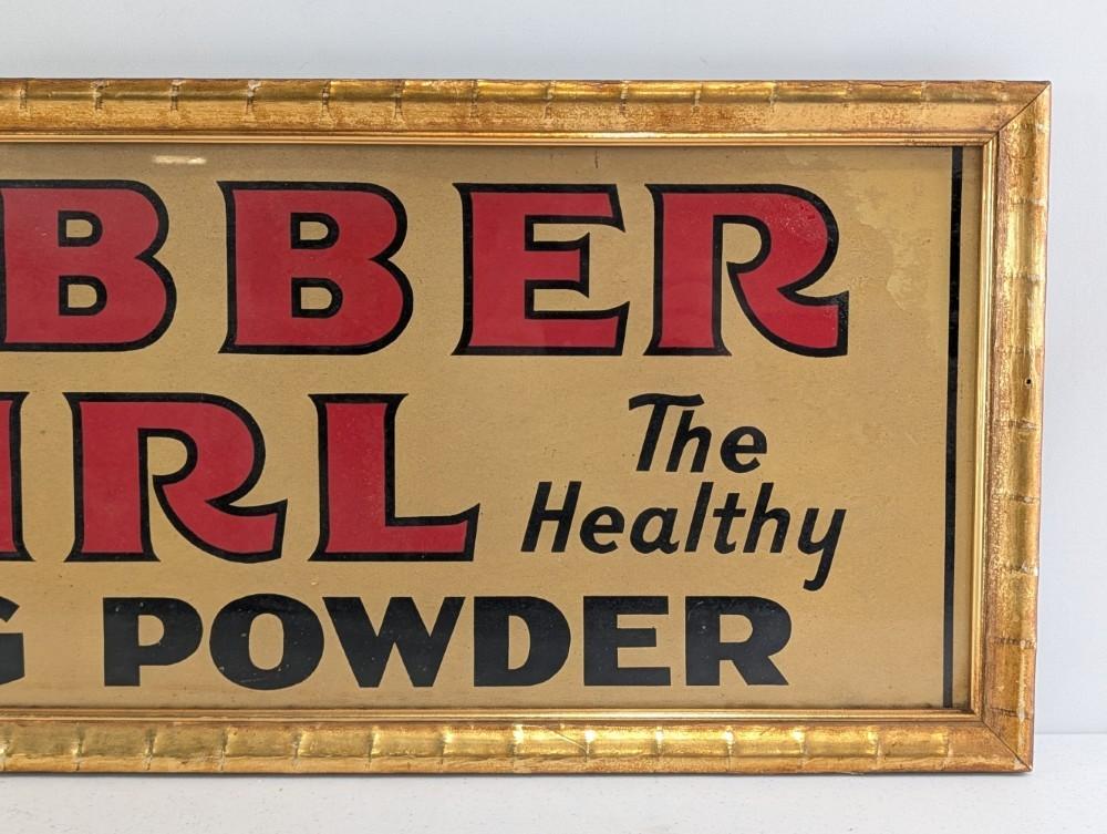 3ft Vintage Clabber Girl Baking Powder Framed Advertising Sign