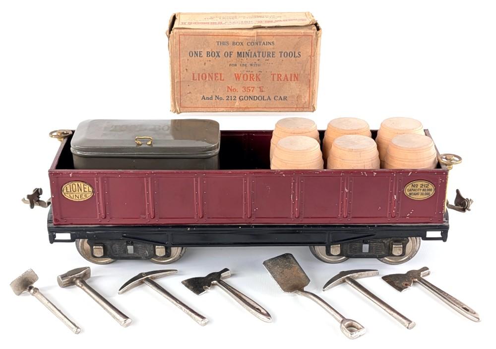 Lionel No. 212 Gondola and 208 Toolbox with Tools