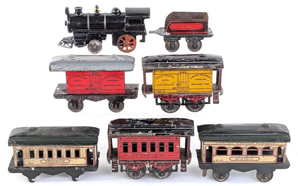 Early Ives Locomotive with No. 1 Tender and Passenger Cars