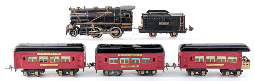 Lionel 257 Locomotive with Tender and Ives Passenger Cars