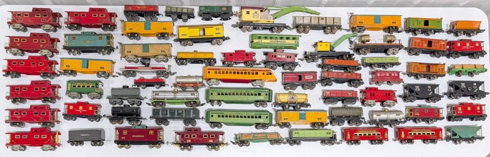 (65) Prewar Ives, Lionel, American Flyer Passenger and Freight Cars