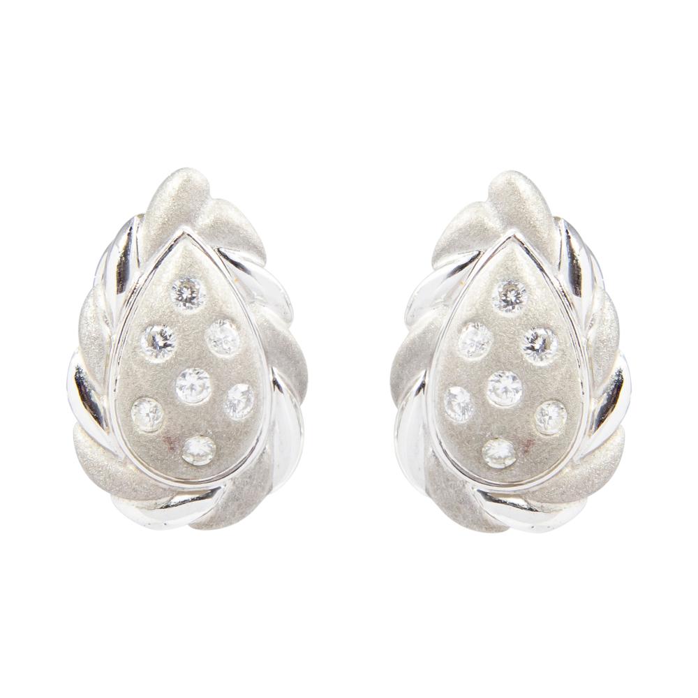 A PAIR TEARDROP SHAPED WHIT... image