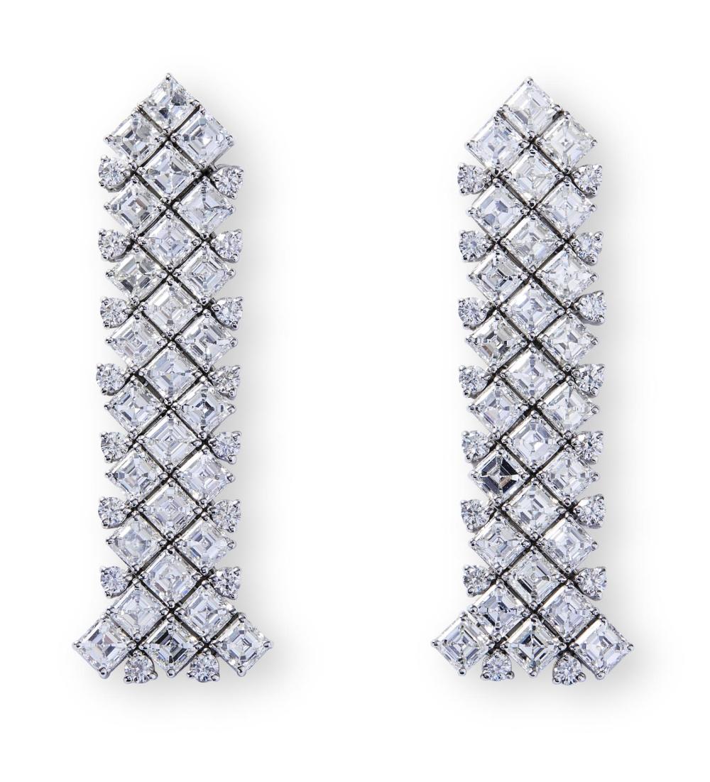 PAIR OF 'À CHEVAL' DIAMOND DROP EARRINGS