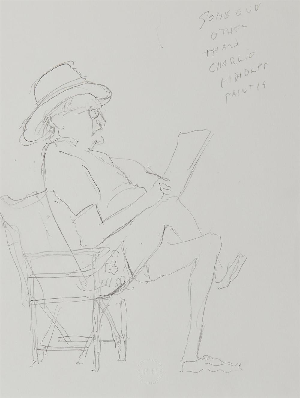 BARRY HUMPHRIES (1934-2023) Someone Other Than Charlie Hindlip Painting pencil on paper 35 x 27cm (unframed)