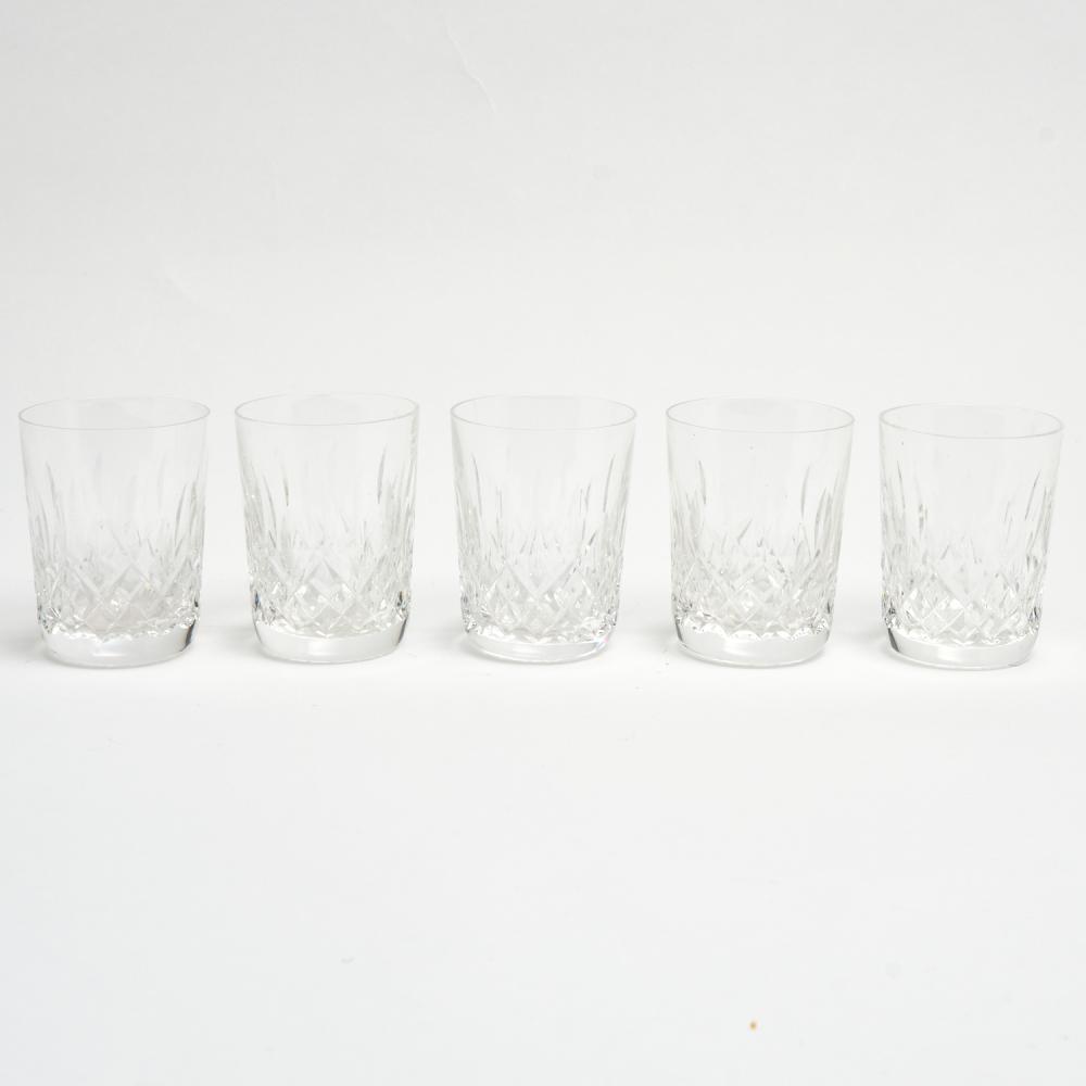 A SET OF FIVE WATERFORD LISMORE WHISKEY GLASSES, MADE IN IRELAND H.8.5CM