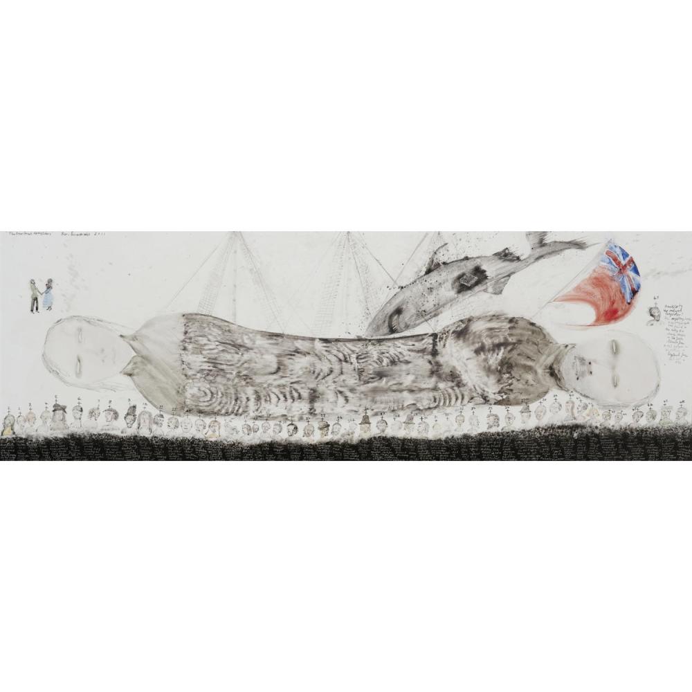 BERN EMMERICHS (born 1961) The Over Bored Way Siders 2011 painted ceramic (fired) 30.5 x 89cm