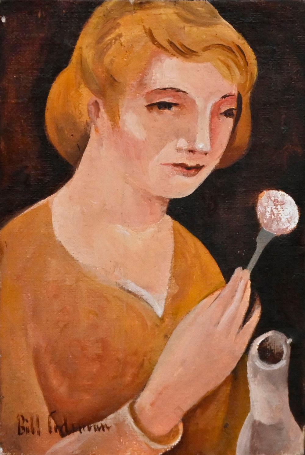 BILL COLEMAN, UNTITLED (PORTRAIT OF A WOMAN WITH FLOWER),