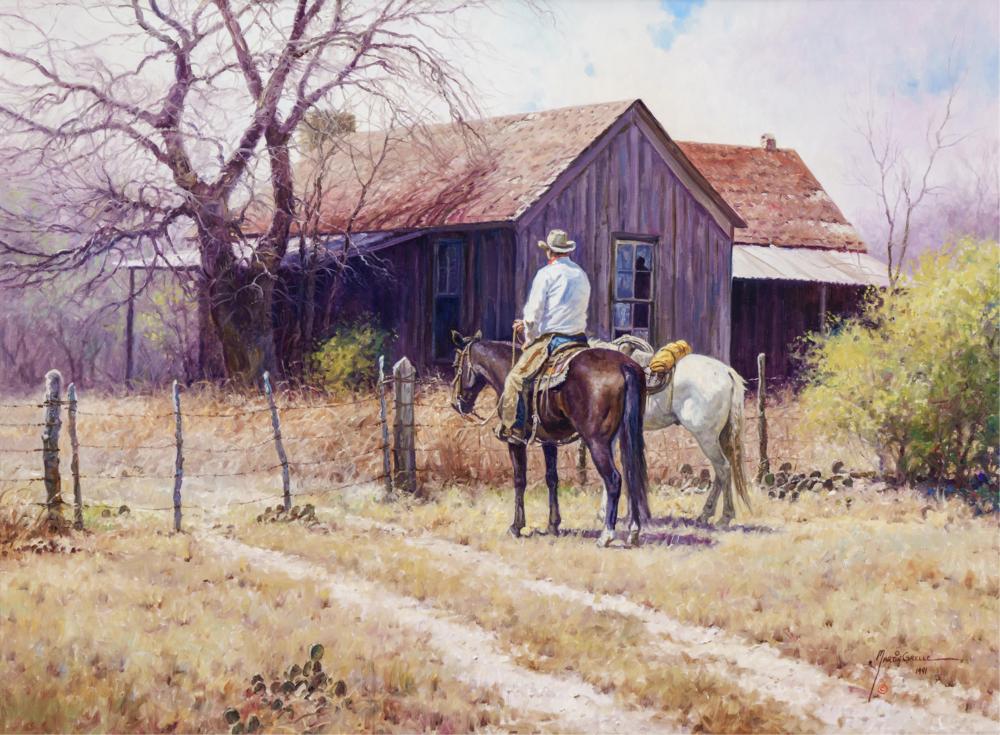 Martin Grelle (b. 1954), Stop at the Old Place, 1991, oil on linen, 30 x 40 inches