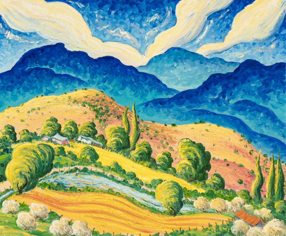 Kim Wiggins (b. 1960), Rolling Hillside, 1990, oil on canvas, 20 x 24 inches