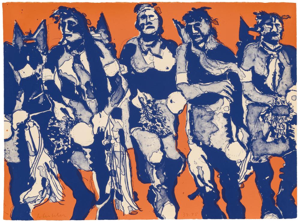 Fritz Scholder (1937-2005), Hopi Dancers (First State), lithograph in two colors on buff Arches paper, c. 1974, 39/75, 22 x 30 inches (paper)
