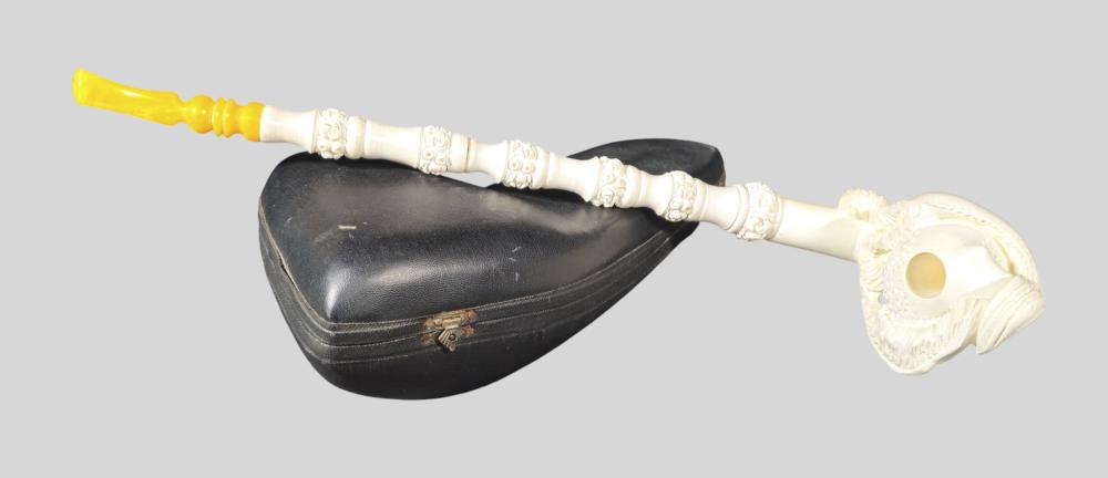 Carved Meerschaum Musketeer Head Smoking Pipe