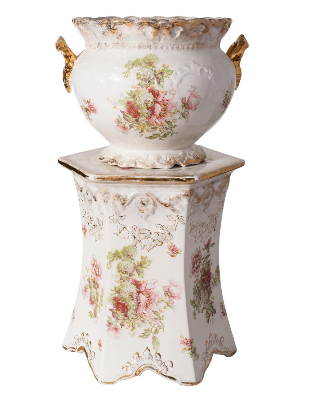 Wheeling Pottery Co. Jardinière and Pedestal
