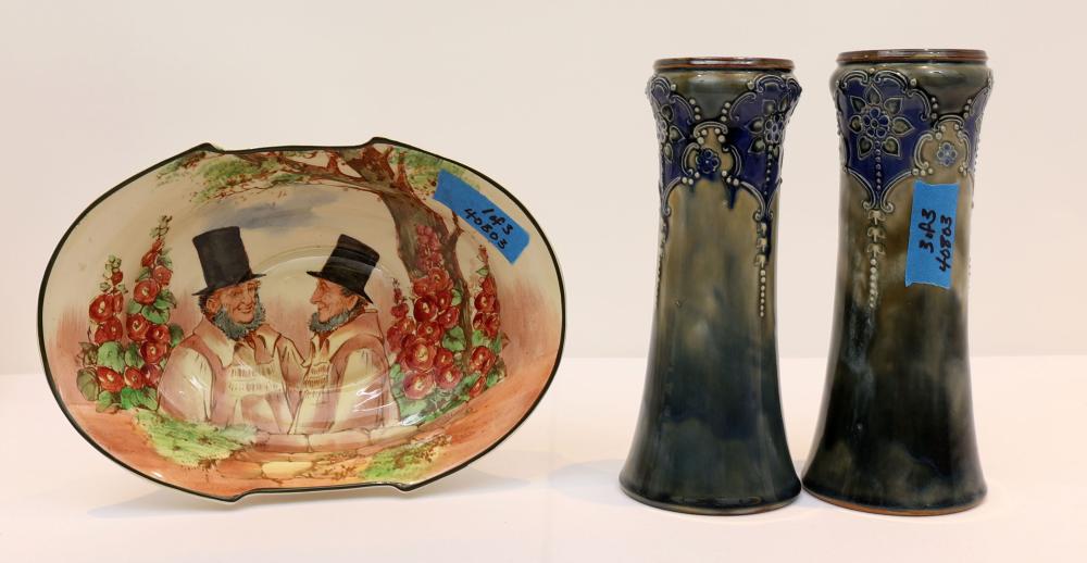 ROYAL DOULTON LOT OF 2 VASES AND BOWL