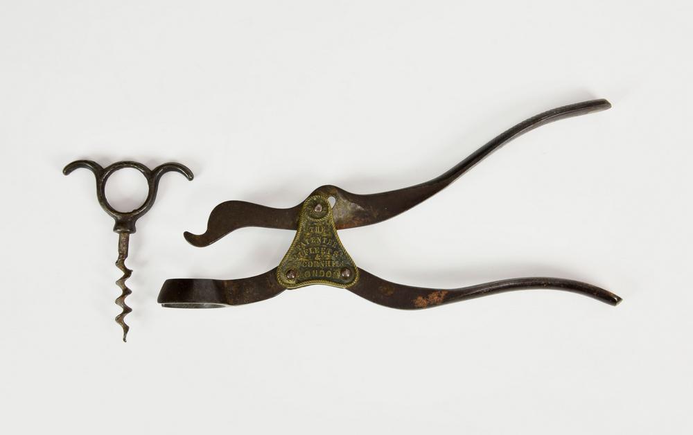 A Lund single lever two part corkscrew a Lund Lever with associated corkscrew,