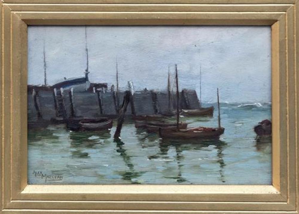 Alex (Alexander) Maclean RBA (British, 1867-1940) " Broadstairs Harbour "oil on panel,