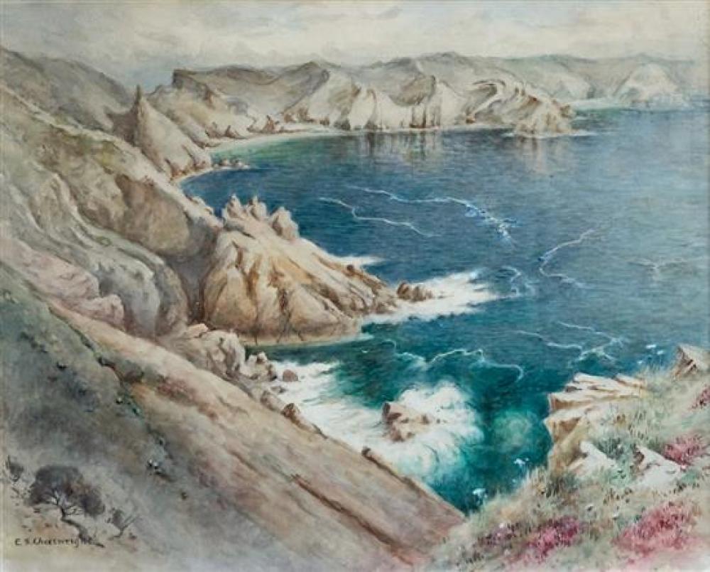 Ethel Sophia Cheeswright (British, 1874-1977) Grand Greve Bay, Sarkwatercolour, signed lower left14½ x 18in. (36.8 x 45.8cm.)