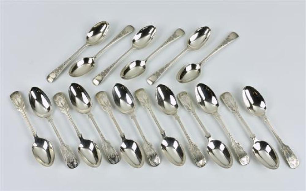A set of twelve silver bright cut fiddle pattern tea spoons CTM (Charles T. Maine),