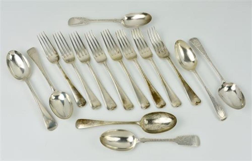 A set of six George V Old English pattern dessert forks hallmarked for London, 1925,26, 27,