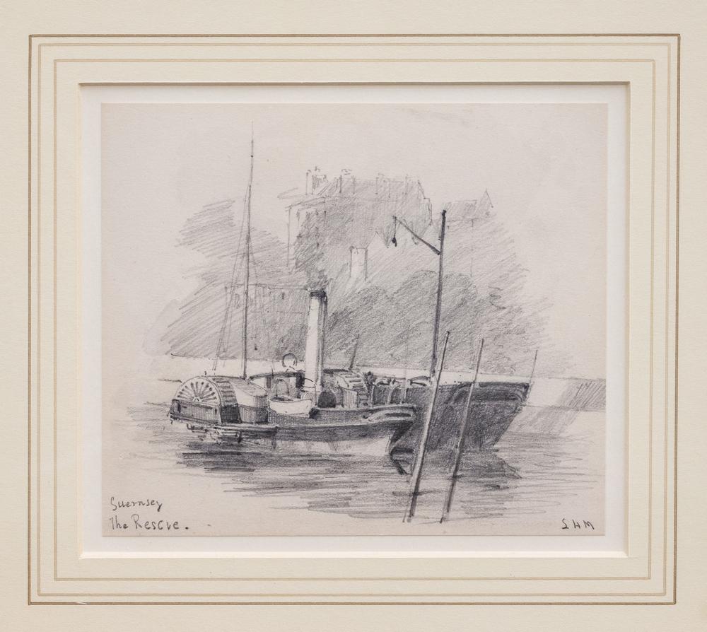 Lemon Hart Michael (British, 1824-1902) 'Guernsey, The Rescue' pencil, signed with initials lower right,