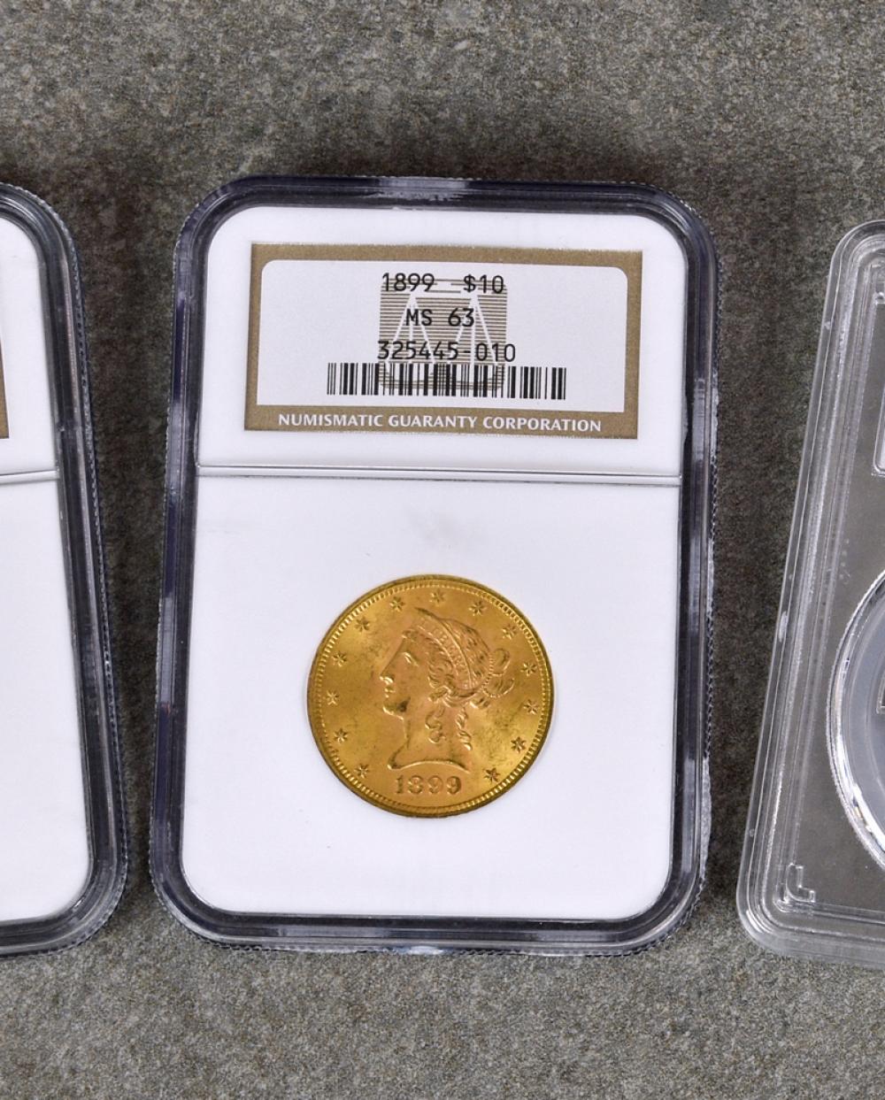 United States of America, 10 Dollars $10, 1899, Liberty head gold coin slabbed in PCGS holder, graded MS 63.