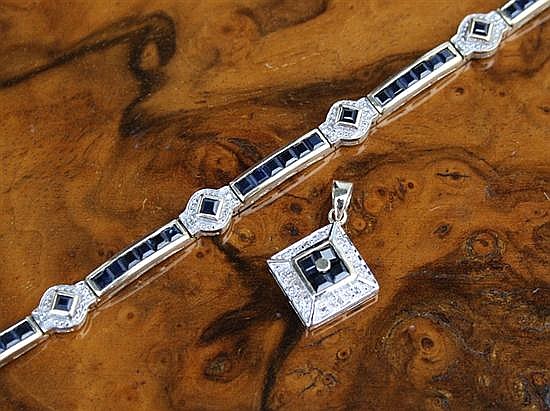 A 9ct gold, sapphire and di... image