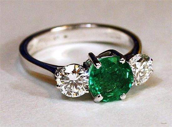 An 18ct white gold, emerald... image
