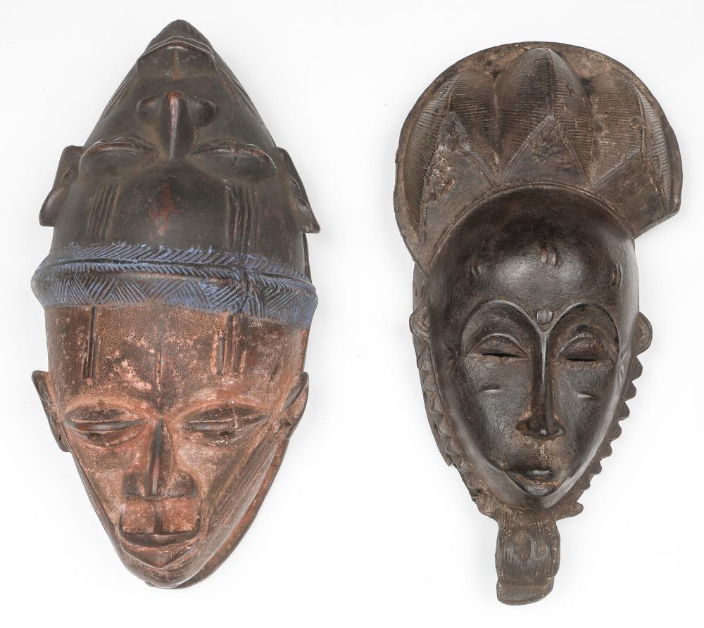 2 African Baule Masks, Cote d'Ivoire