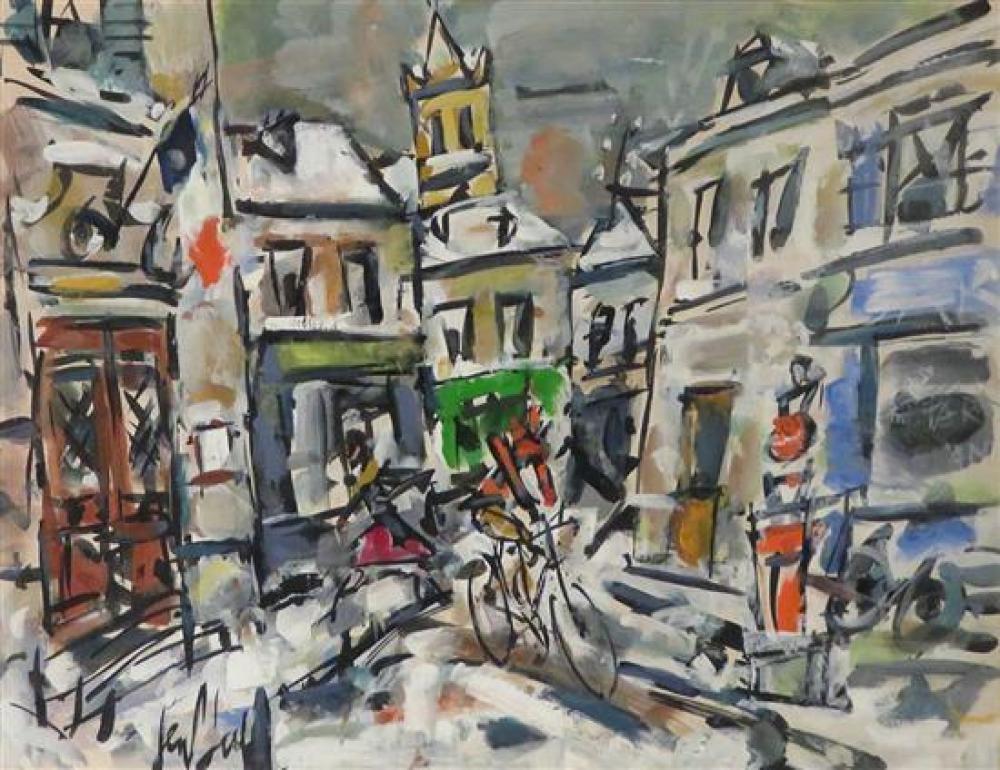 **Gen Paul 1895-1975 (French) Street view with figures gouache on paper