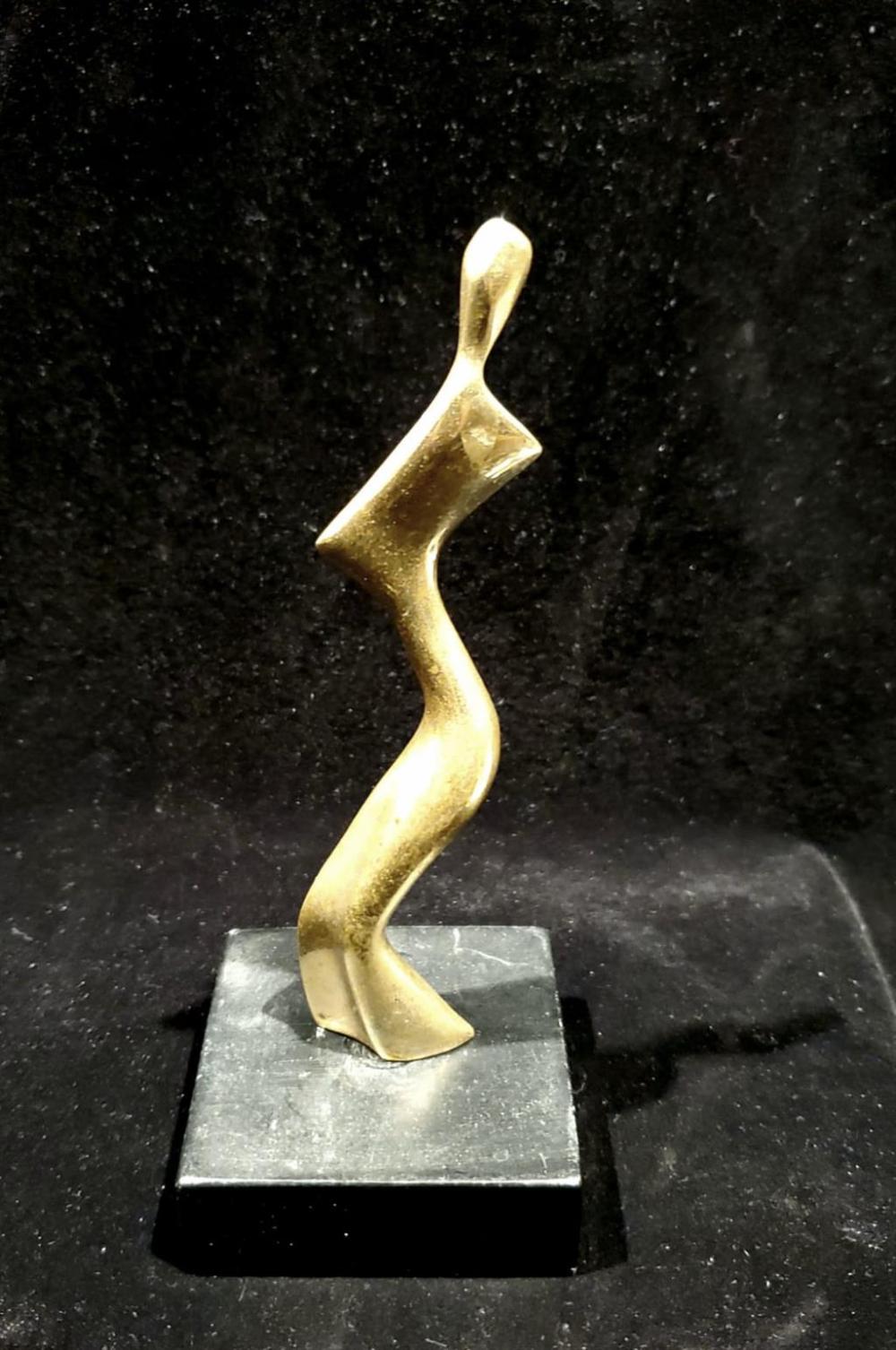 Itzik Ben Shalom b.1945 (Israeli) Figure brozne on wooden base