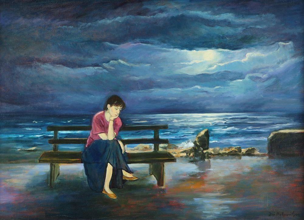 Zvi Malnovitzer b.1945 (Israeli) Solitud oil on canvas