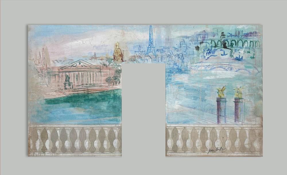 **Jean Dufy 1888-1964 (French) View of Paris watercolor gouache on paper