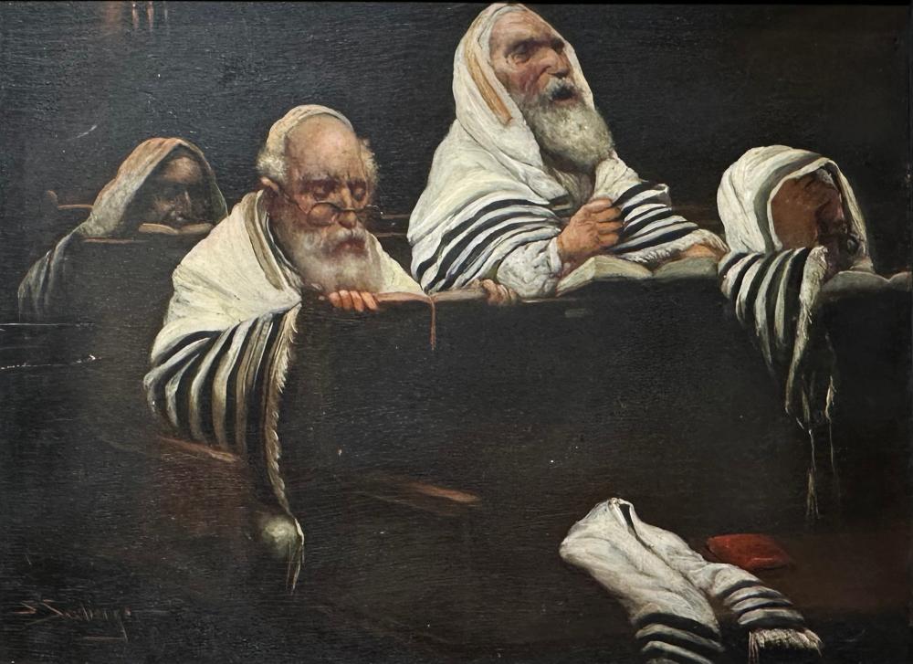 Samuel Seeberger early 20th century Praying Jews oil on panel