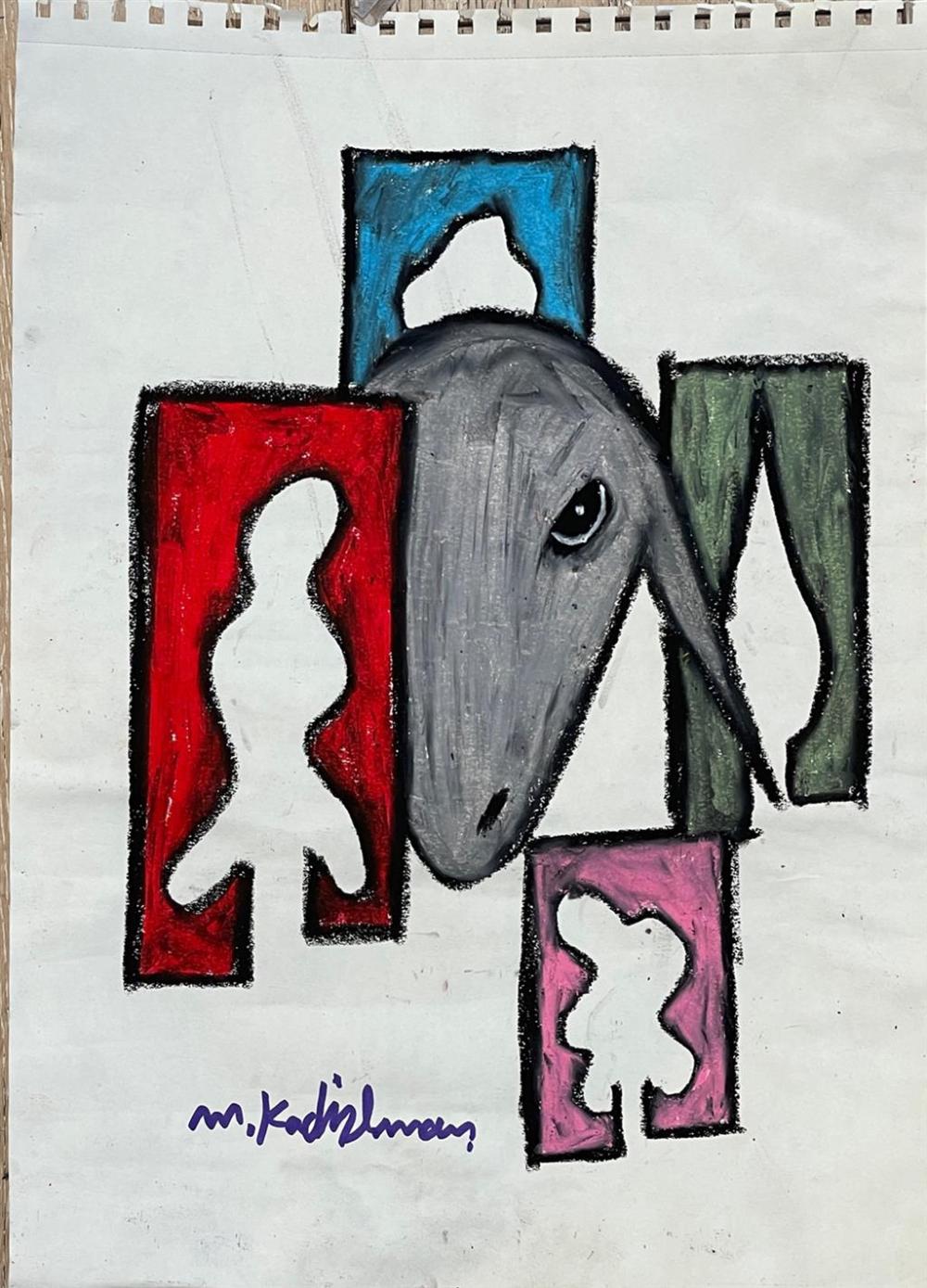 Menashe Kadishman 1932-2015 (Israeli) Sheep panda on paper