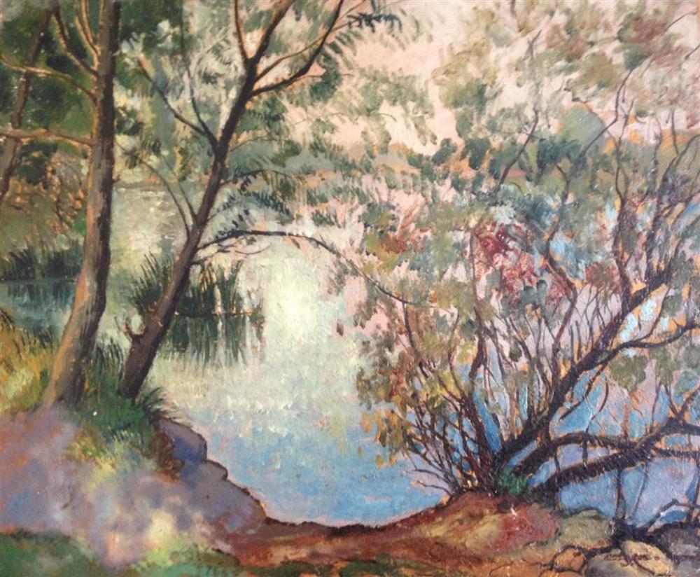 **Georges Manzana-Pissarro 1871-1961 (French) Landscape oil on cardboard mounted on panel