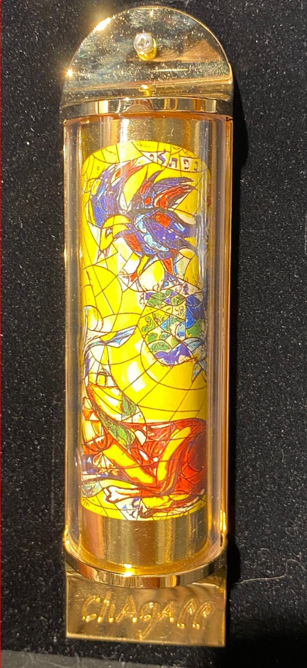 Marc Chagall 1887-1985 (Russian, French) Limited Edition Marc Chagall Mezuzah - Ten Commandments 24K Gold-Plated / Naftali lot inclu...