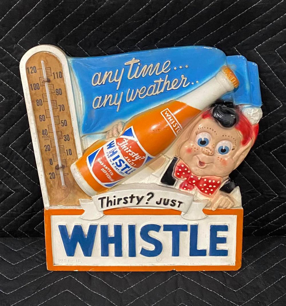 WHISTLE ORANGE SODA CHALK 3-D THERMOMETER SIGN