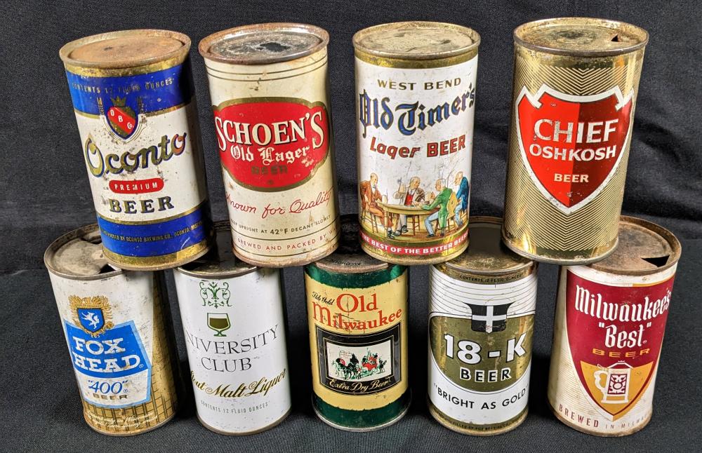 9 WISCONSIN FLAT TOP BEER CANS image