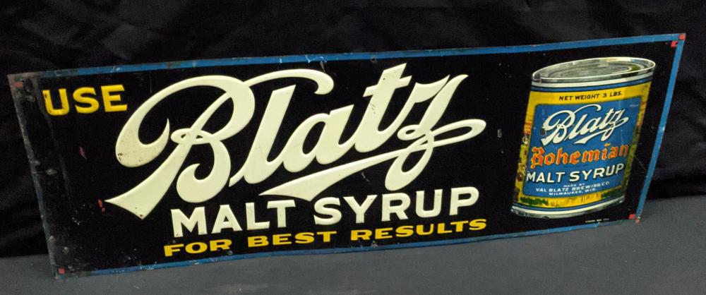 EMBOSSED TIN BEER SIGN BLAT... image