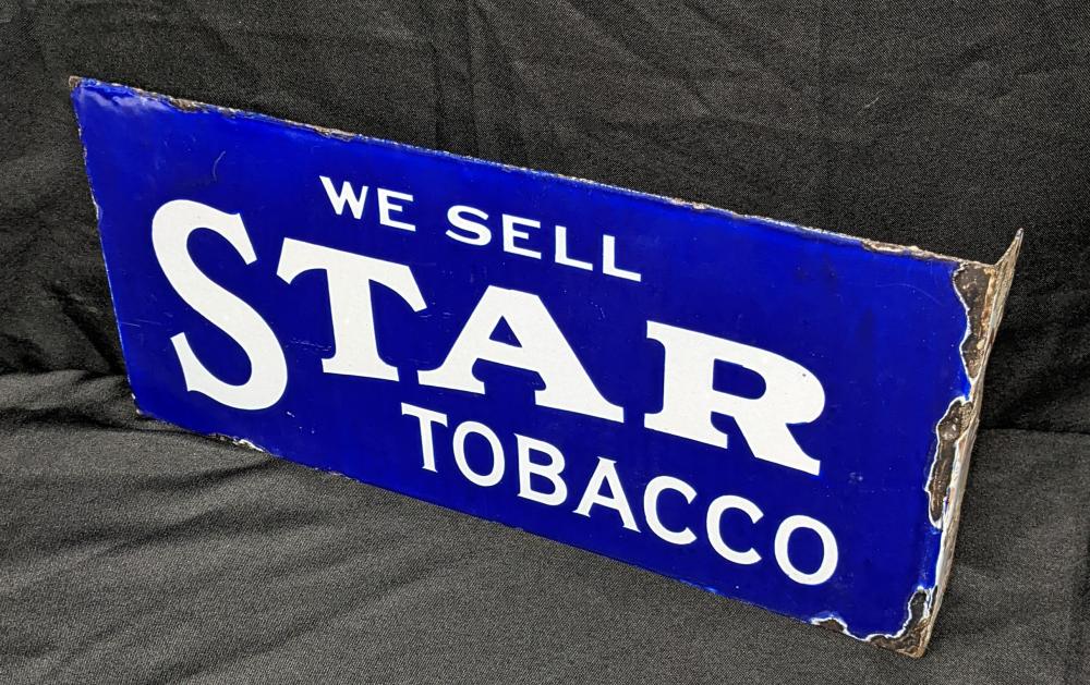 star tobacco porcelain sign PORCELAIN FLANGE SIGN WE SELL STAR TOBACCO