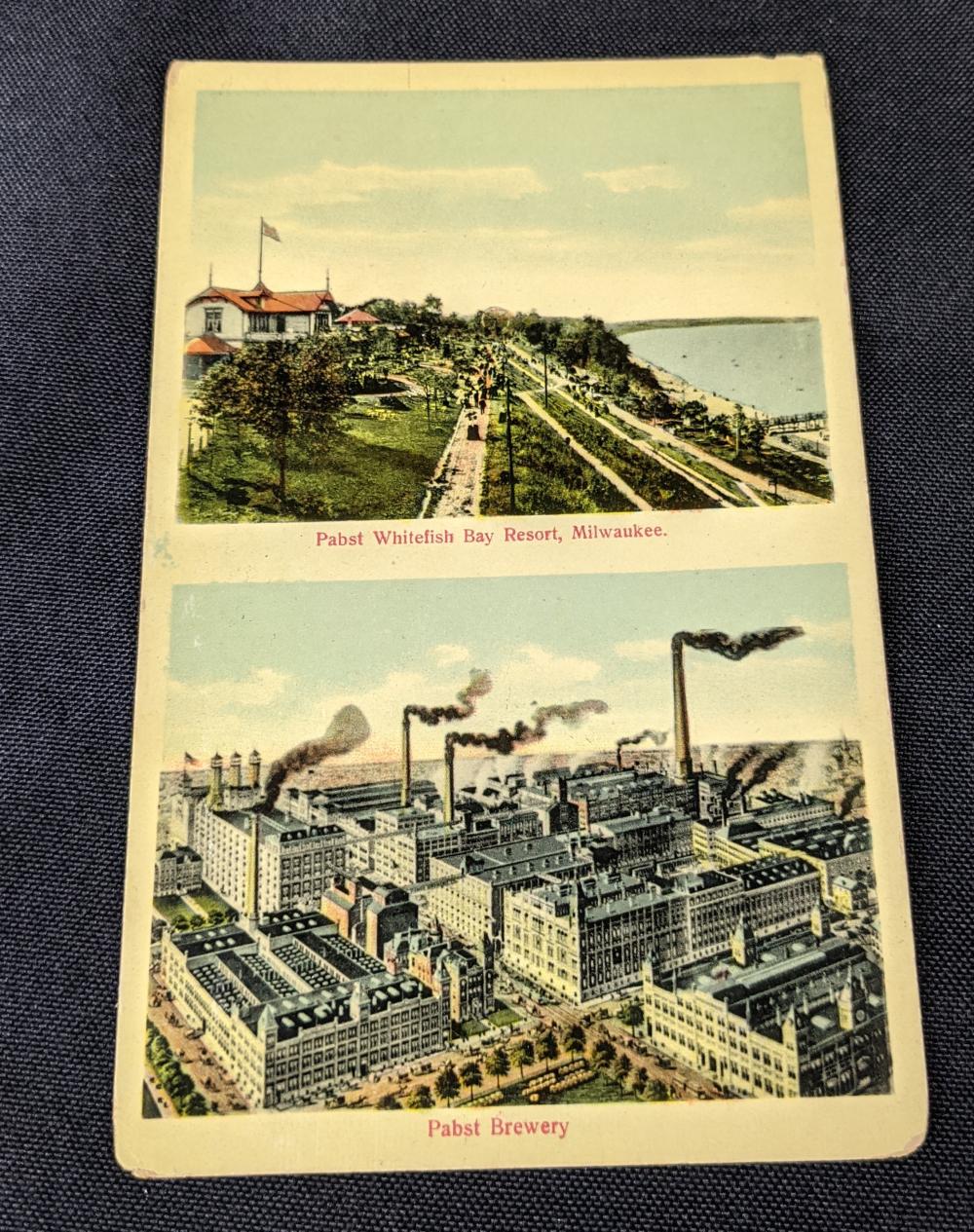 1909 PABST BREWERY WHITEFISH BAY RESORT POST CARD