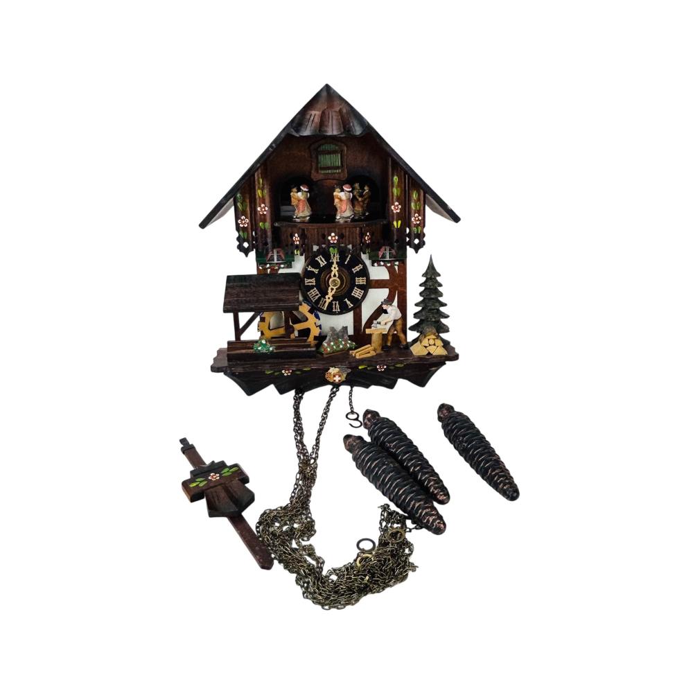 Swiss Romance Musical Chalet Figural Cuckoo Clock